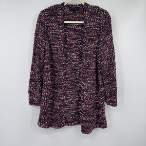 Lane Bryant Size 14 / 16  Marled Popcorn Chunky Knit Open Cardigan Sweater purpl
